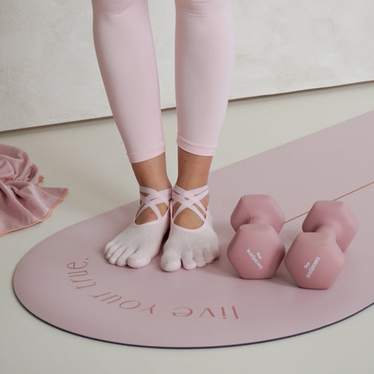 5-prstne protizdrsne nogavičke s trakci - blossom